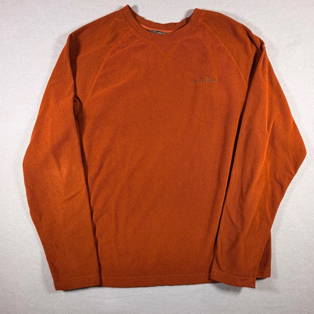 Eddie Bauer Men’s Rust Orange Ribbed Long Sleeve Shirt Size L